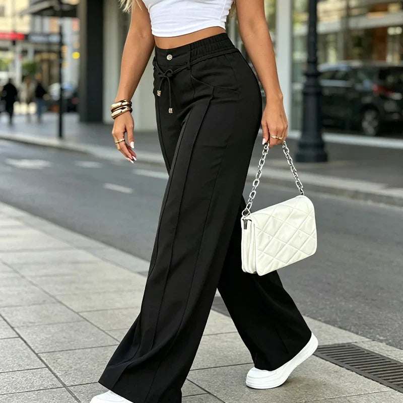 💥Last Day Promotion💥New Autumn Drawstring High Waist Wide Leg Pants