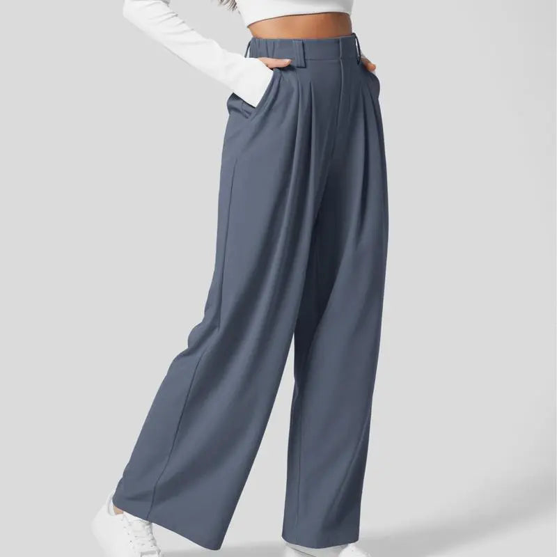 Flex High Waisted Pocket Wide Leg Waffle Work Pants