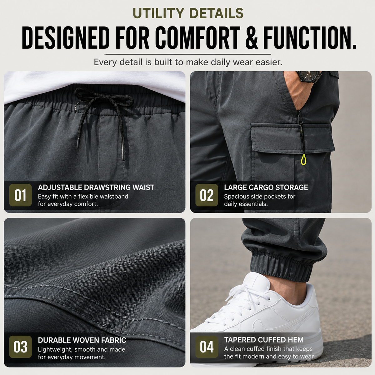 🔥 BESTSELLER | 8PCS $24.63 | Men's Multi-Pocket Cargo Jogger Pants