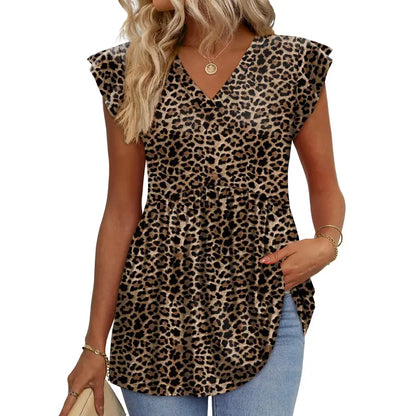 Women's Summer Babydoll Top 🌸 V-Neck Ruffle Sleeve Dressy Casual Blouse