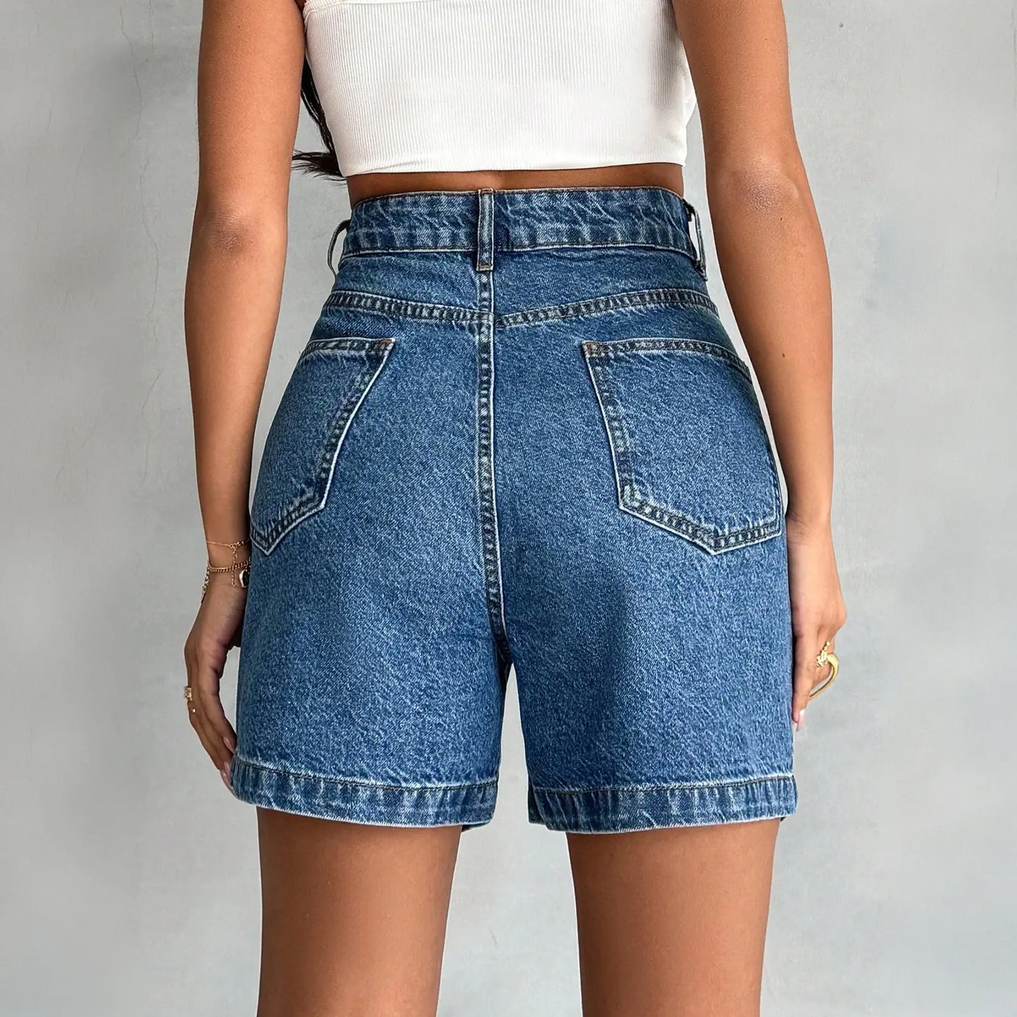 Women's High-Waisted A-Line Denim Bermuda Shorts ✨ Stretchy Casual Summer Essential