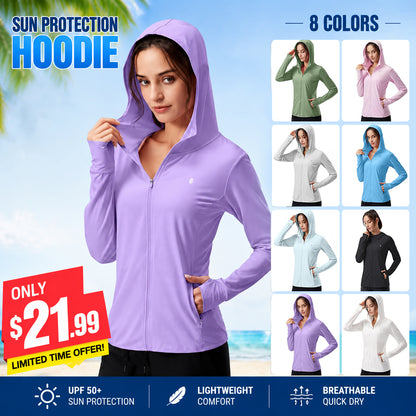 Women's UPF 50+ Sun Protection Hoodie ✨ Lightweight Breathable Long Sleeve Outdoor Jacket