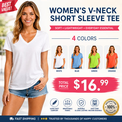Women's V-Neck Athletic Shirt ✨ Quick-Dry Moisture Wicking UV Protection Workout Top