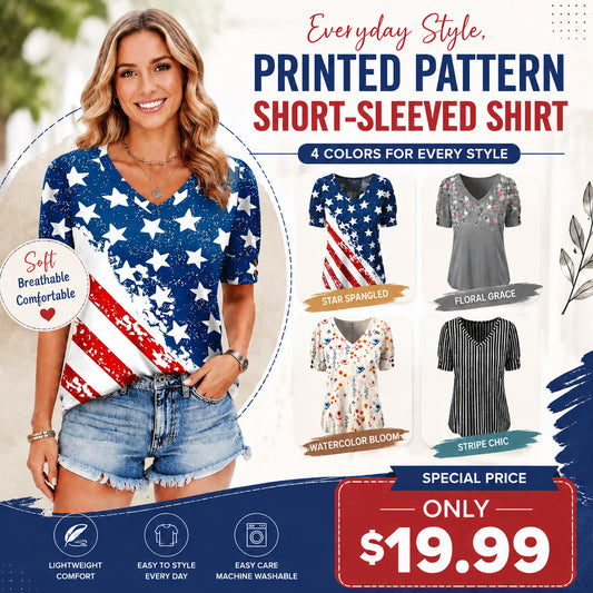 Women's V-Neck Button Blouse ✨ Short Sleeve Dressy Casual Summer Top