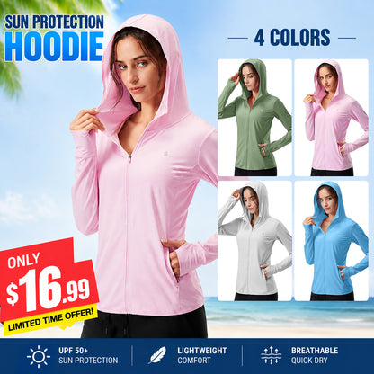 Women's UPF 50+ Sun Protection Hoodie ✨ Lightweight Breathable Long Sleeve Outdoor Jacket