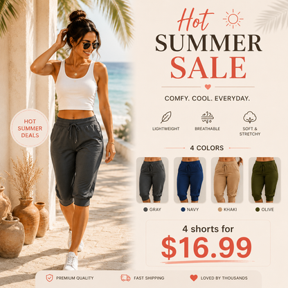 Women's Drawstring Capri Pants ✨ Relaxed Fit Casual Comfort with Pockets