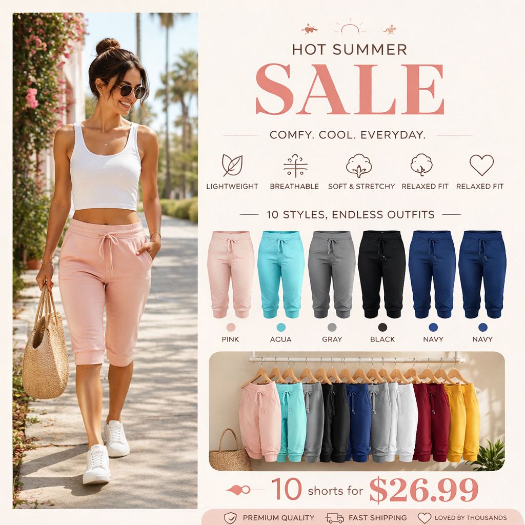 Women's Drawstring Capri Pants ✨ Relaxed Fit Casual Comfort with Pockets