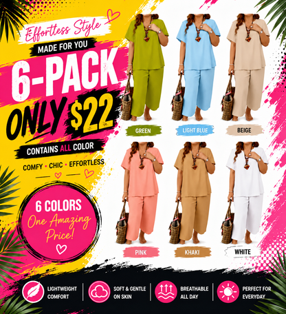 Women's Relaxed 2PC Outfit – Easy Fit Top & Flowy Pants