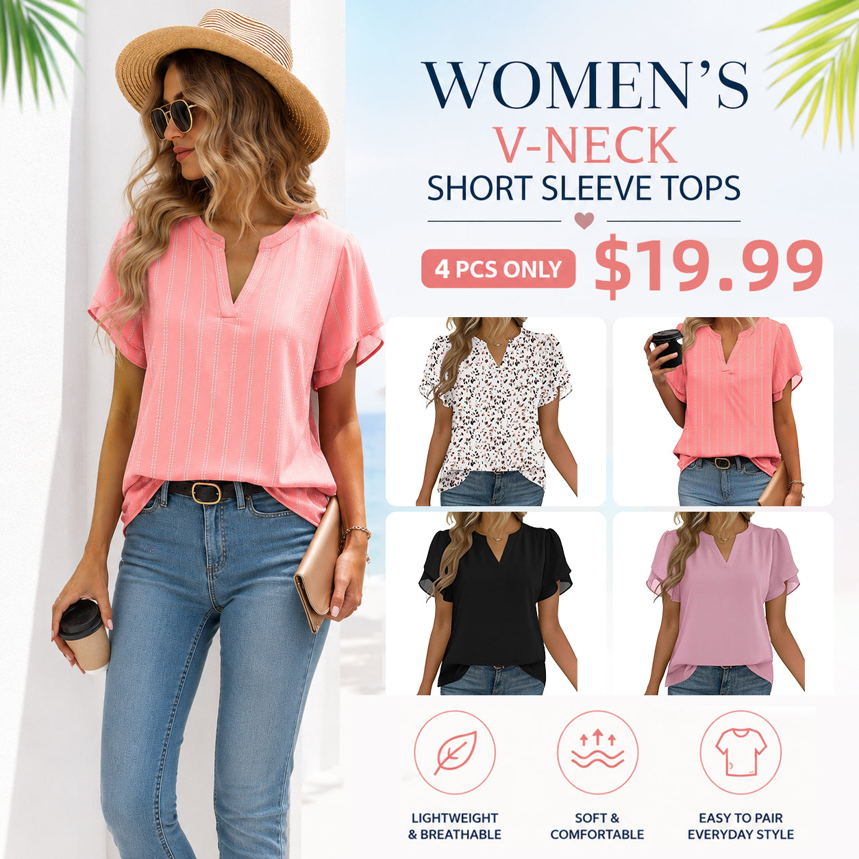 💎 Instantly Elevate Your Look | Elegant V Neck Chiffon Blouse