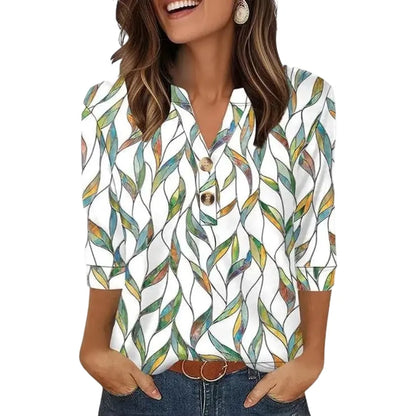 Women's 3/4 Sleeve Henley Top ✨ Casual Summer Blouse for Everyday Style
