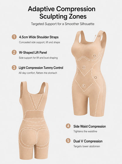 Back Pull Down Easy Bathroom Shaping Bodysuit I Tuimmy & Butt Contour Shapewear