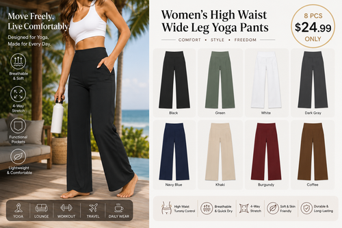 🌟 Chic Women's High Waist Wide Leg Pants 👖 Soft Stretch Yoga Pants with Pockets 💼 Curvy Plus Size | Perfect for Work, Travel & Daily Wear ✨