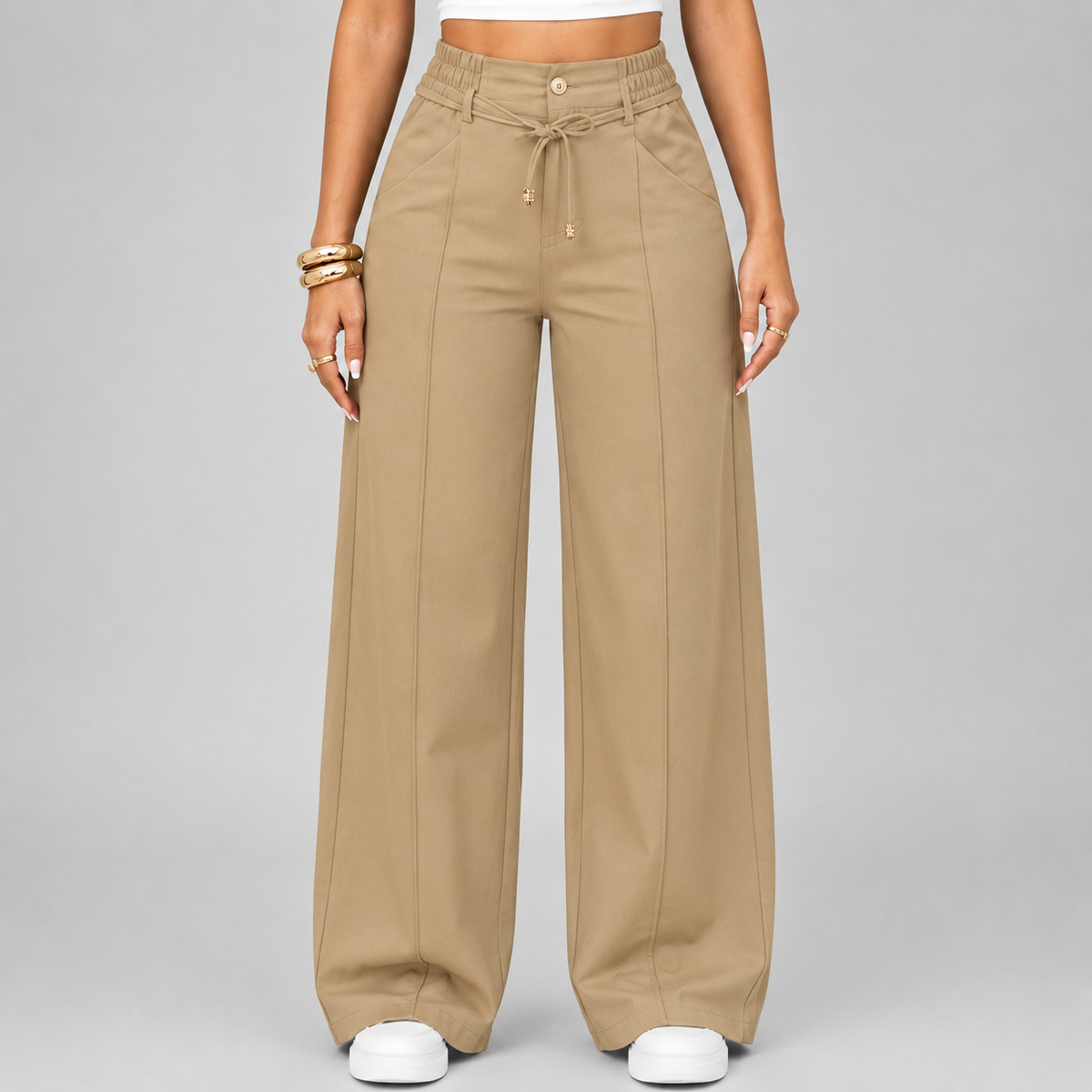 💥Last Day Promotion💥New Autumn Drawstring High Waist Wide Leg Pants