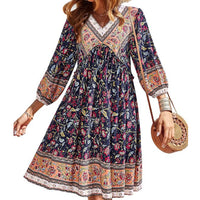 Floral red navy