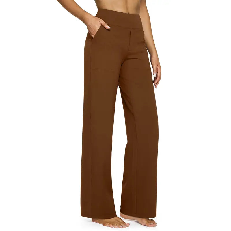 🌟 Chic Women's High Waist Wide Leg Pants 👖 Soft Stretch Yoga Pants with Pockets 💼 Curvy Plus Size | Perfect for Work, Travel & Daily Wear ✨