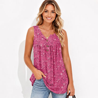 Women's Floral Knit Tank Top 🌸 Fitted Sleeveless Cami Summer Top