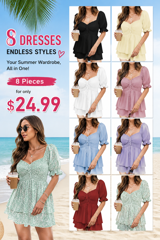Women's Peplum Blouse ✨ Puff Short Sleeve Babydoll Top with Flattering Fit