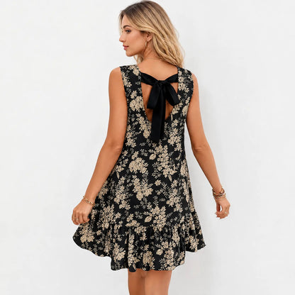 Women's Leopard Print Tank Dress 🐆 Sleeveless Ruffle Hem Summer Beach Dress