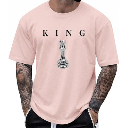 Men's King Chess Graphic T-Shirt ♟️ Urban Streetwear Printed Tee Casual Short Sleeve Shirt