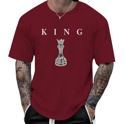 Men's King Chess Graphic T-Shirt ♟️ Urban Streetwear Printed Tee Casual Short Sleeve Shirt