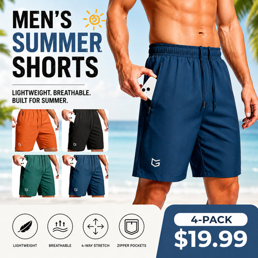 Men's Athletic Running Shorts ✨ Lightweight Quick-Dry Workout Shorts with Zipper Pockets