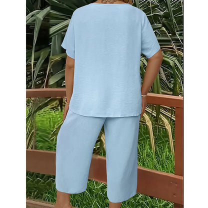 Women's Relaxed 2PC Outfit – Easy Fit Top & Flowy Pants