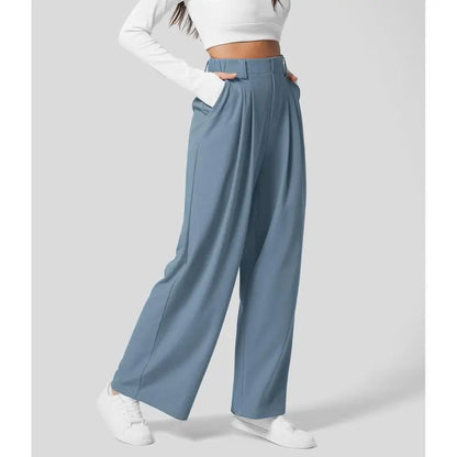 Flex High Waisted Pocket Wide Leg Waffle Work Pants