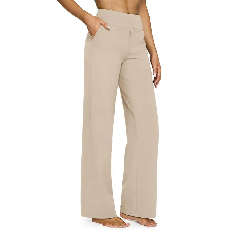 🌟 Chic Women's High Waist Wide Leg Pants 👖 Soft Stretch Yoga Pants with Pockets 💼 Curvy Plus Size | Perfect for Work, Travel & Daily Wear ✨