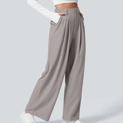 High Waisted Pocket Wide Leg Waffle Work Pants