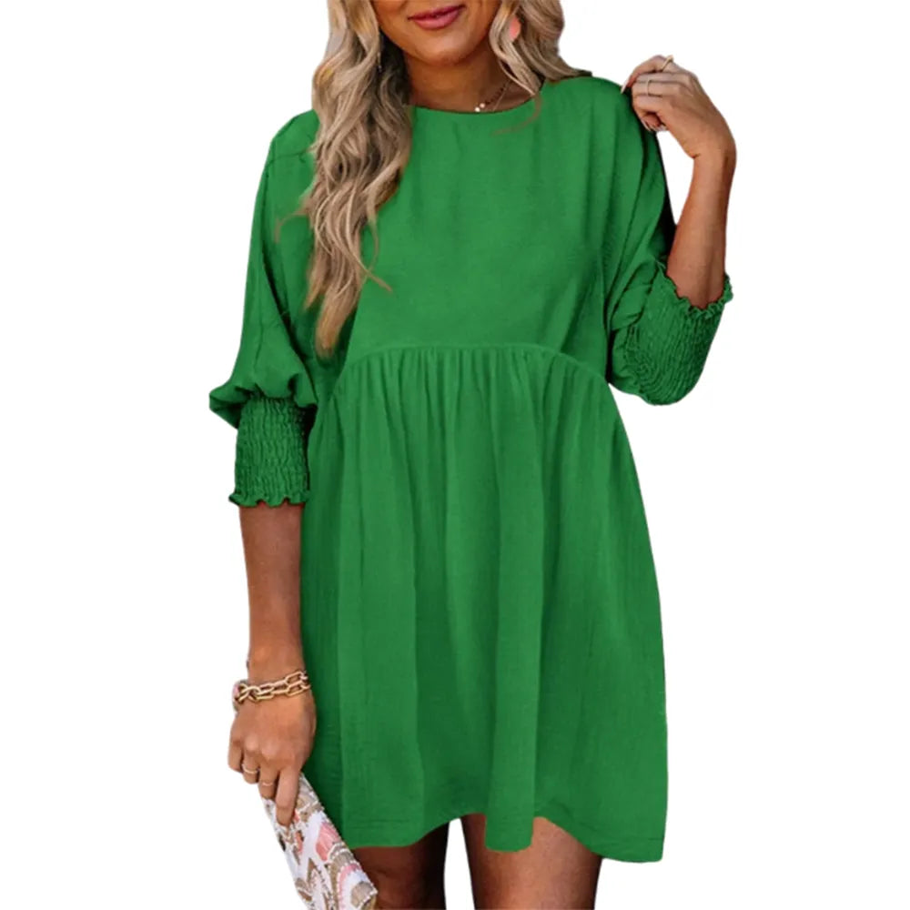Women's Cute Short Sleeve Flowy Swing Mini Tunic Dress ✨🌸 Casual Loose Fit Summer Dress
