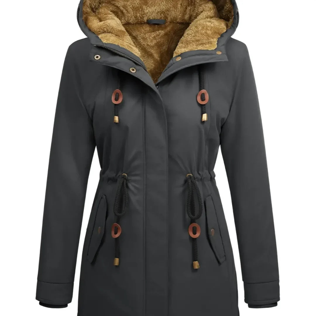 Women's Fleece Parka Jacket, Hooded, Long Warm