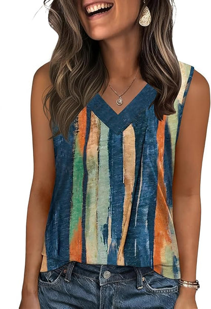 Women's V-Neck Tank Top ✨ Soft Lightweight Sleeveless Blouse with Flattering Loose Fit