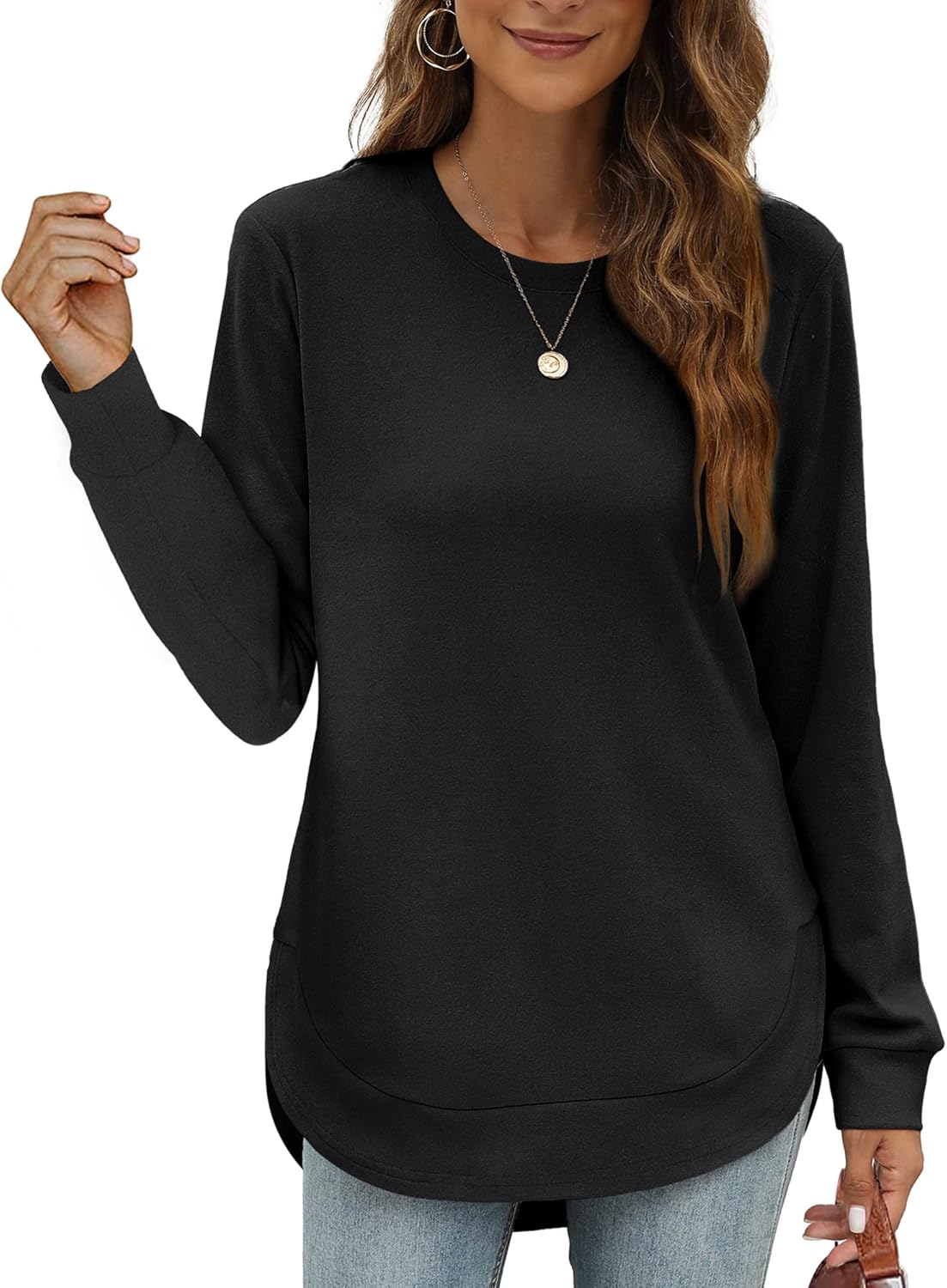 Limited time sale🔥Womens Sweatshirt Crewneck Long Sleeve Shirts Tops