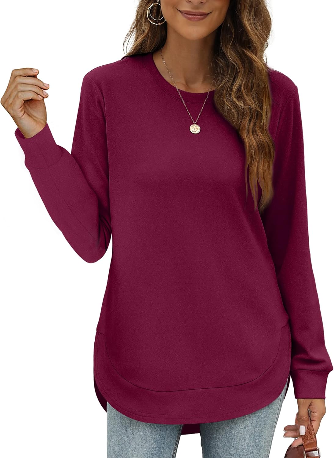 Limited time sale🔥Womens Sweatshirt Crewneck Long Sleeve Shirts Tops