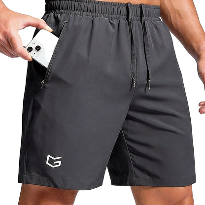 Men's Athletic Running Shorts ✨ Lightweight Quick-Dry Workout Shorts with Zipper Pockets