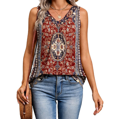 Women's V-Neck Pleated Tank Top ✨ Sleeveless Loose Fit Dressy Casual Summer Blouse