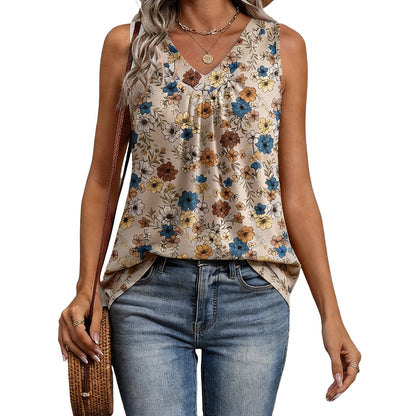 Women's V-Neck Pleated Tank Top ✨ Sleeveless Loose Fit Dressy Casual Summer Blouse