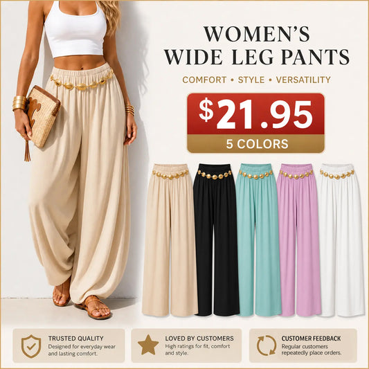 Women's Casual Lantern Pants ✨ Loose Fit Elastic Waist Summer Trousers