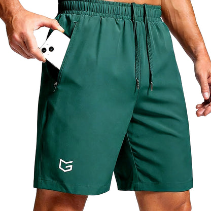 Men's Athletic Running Shorts ✨ Lightweight Quick-Dry Workout Shorts with Zipper Pockets