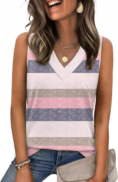 Women's V-Neck Tank Top ✨ Soft Lightweight Sleeveless Blouse with Flattering Loose Fit
