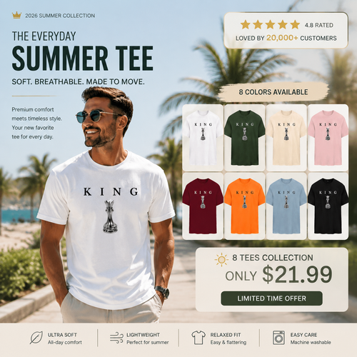 Men's King Chess Graphic T-Shirt ♟️ Urban Streetwear Printed Tee Casual Short Sleeve Shirt