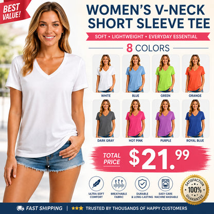Women's V-Neck Athletic Shirt ✨ Quick-Dry Moisture Wicking UV Protection Workout Top