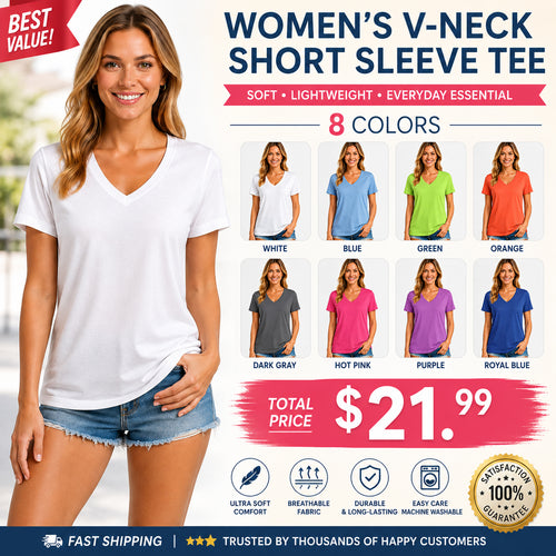 Women's V-Neck Athletic Shirt ✨ Quick-Dry Moisture Wicking UV Protection Workout Top