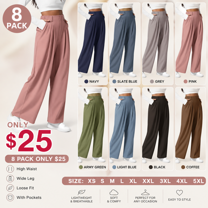 Flex High Waisted Pocket Wide Leg Waffle Work Pants
