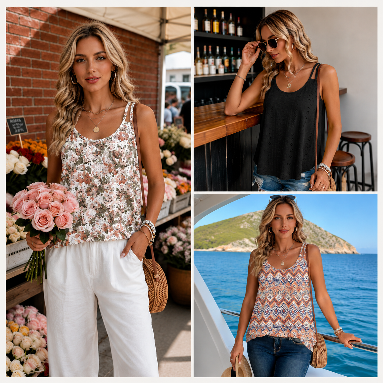 🌸 2026 Trending Cami Tank Top ✿ Women’s Lightweight Spaghetti Strap Scoop Neck Top ✿ Loose Fit Summer Beach Casual Essential