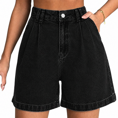 Women's High-Waisted A-Line Denim Bermuda Shorts ✨ Stretchy Casual Summer Essential