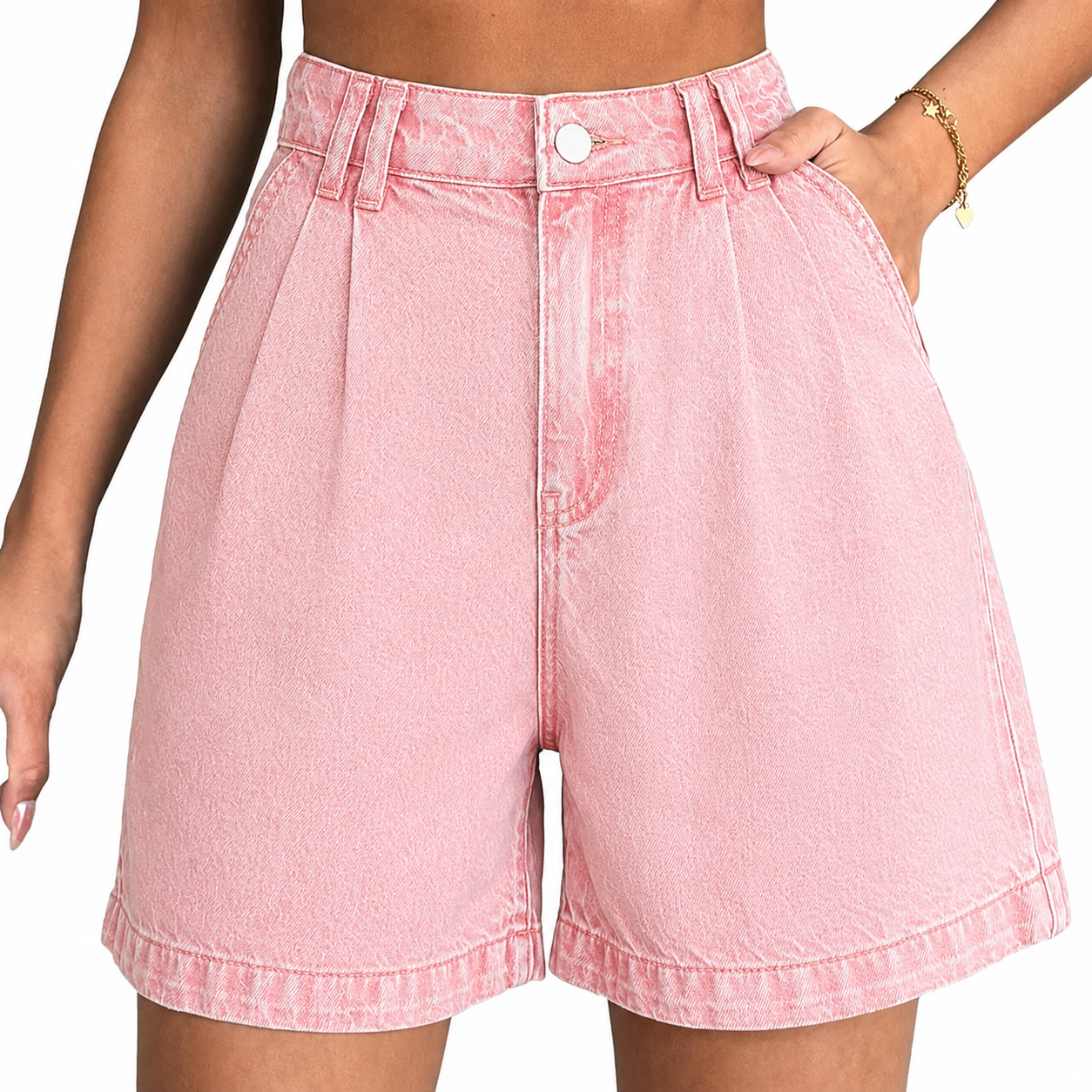 Women's High-Waisted A-Line Denim Bermuda Shorts ✨ Stretchy Casual Summer Essential