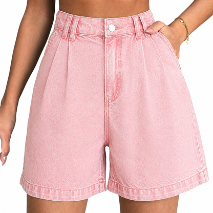 Women's High-Waisted A-Line Denim Bermuda Shorts ✨ Stretchy Casual Summer Essential
