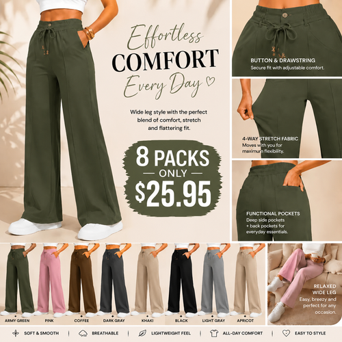 💥Last Day Promotion💥New Autumn Drawstring High Waist Wide Leg Pants