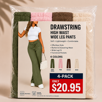💥Last Day Promotion💥New Autumn Drawstring High Waist Wide Leg Pants
